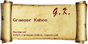 Graeser Kabos névjegykártya